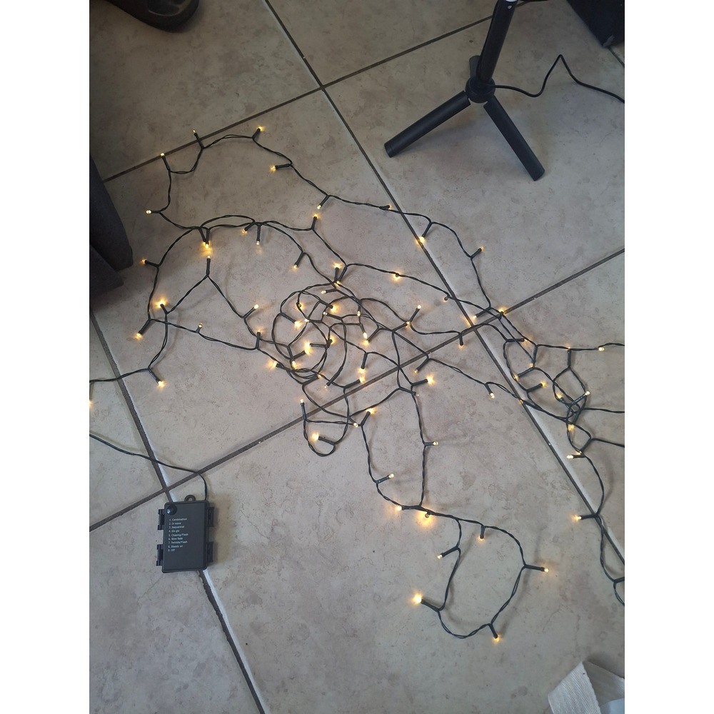 Warm White LED Fairy String Lights Battery Operated 8 Modes Green Wire